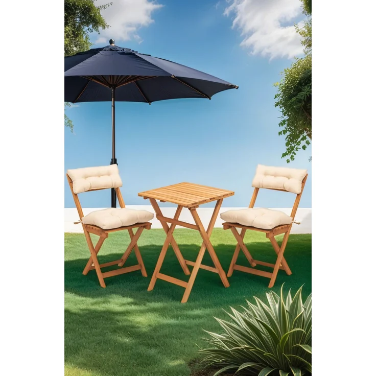 Skye Decor 'My001A' Garten-Sitzgruppe (3-teilig), Natur / Creme, 50 x 72 x 50 cm – Bild 1