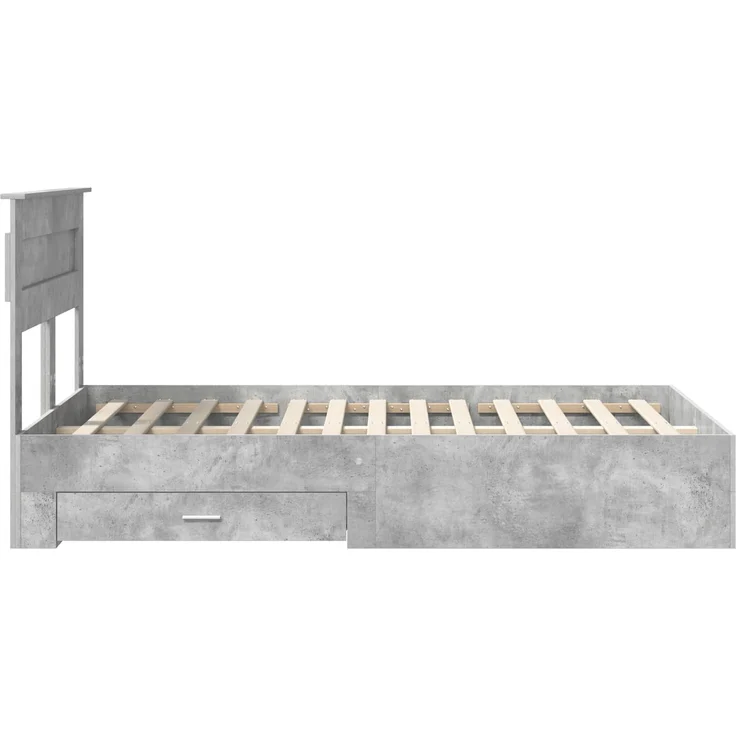 vidaXL Bettrahmen mit Kopfteil Beton Grau 135 x 190 cm Holzwerkstoff 3409998 – Bild 8