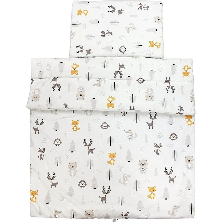 TupTam Kinderbettdecke-Set, Ganzjahresdecke, 2tlg., 1x Bettdecke, 1x Flachkissen, Wald / Fuchs / Reh / Igel / Bärchen / Beige, 135x100 cm – Bild 3