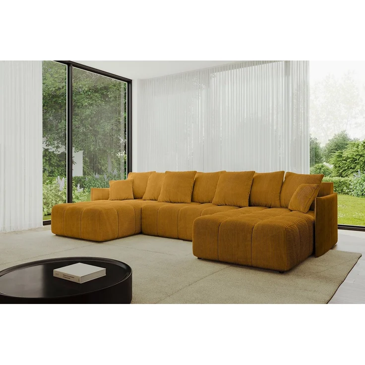 ALTDECOR Wohnlandschaft LONLI-U, Couch mit Schlaffunktion, Wohnzimmer - Wohnlandschaft, Corner Sofa Bett Eckcouch Couch U-Form Schlafcouch 350x190x68 – Bild 3