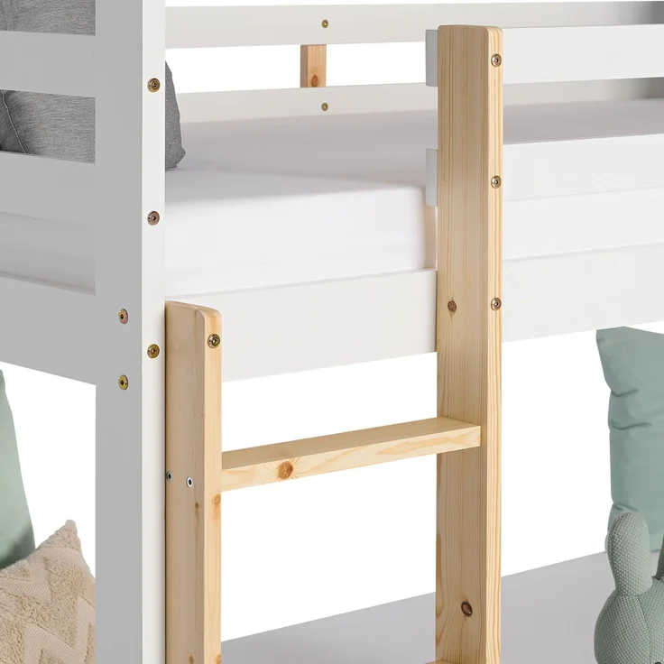 Homestyle4u Kinderbett Etagenbett 90x200 Kinder Dreifachbett Hochbett Weiß Holz Natur Stockbett Spielbett – Bild 9