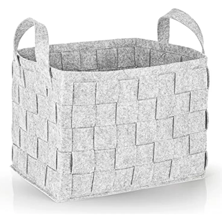 N8WERK Aufbewahrungskorb Filz 40x30x30cm hellgrau mit Henkel – Bild 2