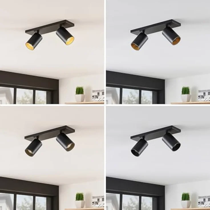 Arcchio Wandstrahler und Deckenstrahler, 350° drehbar und 90° schwenkbar, Aluminium schwarz, 2x GU10 ohne Leuchtmittel – Bild 5