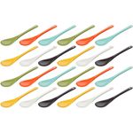 Wellgro Esslöffel Eierlöffel Porzellan - bunte Porzellanlöffel (24 Stück)