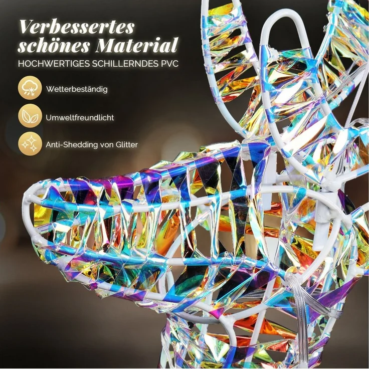 LALAHO Weihnachtsfigur 3-tlg. LED Rentier Familie Weihnachtsbeleuchtung, mit 270 LEDs, Rentier Weihnachten Deko für Außen und Innen – Bild 4