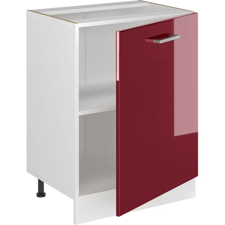 Küchenunterschrank R-Line Rot Hochglanz/Weiß 60 cm mit 1 Tür Arbeitsplatte Anthrazit Vicco – Bild 3