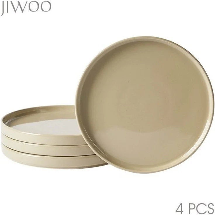JIWOO Teller 4er Ø20,5cm,Frühstücksteller Steakteller Pastateller Brotteller Plate, (4 St), Keramik Hochwertiges Tellerset Braun Mikrowellen spülmaschinenfest – Bild 4