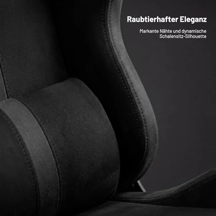 Diablo Gaming Stuhl ergonomisch groß bis 160 kg Stoff atmungsaktiv für große Menschen Drehstuhl mit Lendenstütze Memory Foam Kopfkissen 3D Armlehnen verstellbar bis 140 Grad Burned Black – Bild 7