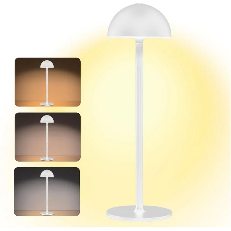 ibettertec Nachttischlampe Tischlampe Kabellos Dimmbare Warmweiß 3000K Weiß, Led tischlampe akku wasserdicht, Led Tischlampe Outdoor IP54, für Haus und Garten Esstisch Schlafzimmer Arbeitszimmer Balkon Hotel