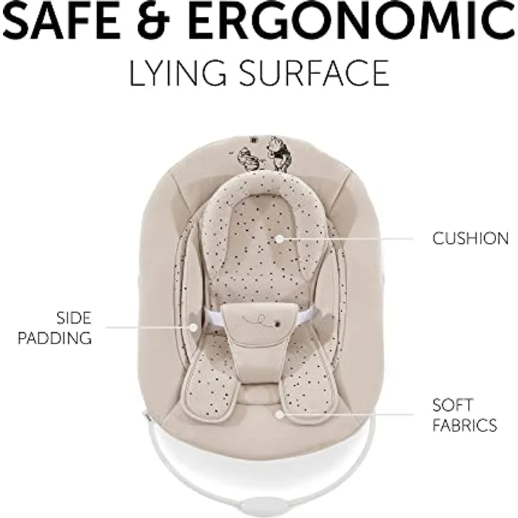 Hauck Babywippe Alpha Bouncer 2in1 kompatibel mit Hauck Hochstuhl Alpha+ und Beta+, Baby Wippe für Neugeborene ab Geburt bis 13 kg, mit Sitzverkleinerer, Shaukelfunktion, Winnie the Pooh Beige – Bild 8