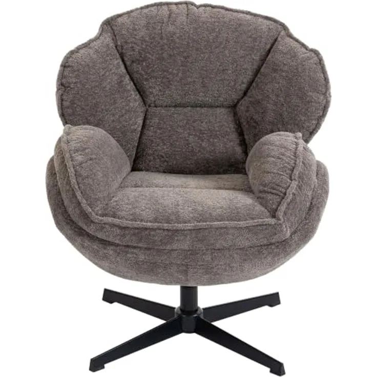 HOMCOM Relaxsessel Polstersessel bequem für Wohnzimmer, Schlafzimmer, Grau (Sessel, 1-St, Loungesessel), Wingback, 360° Drehung, Samt