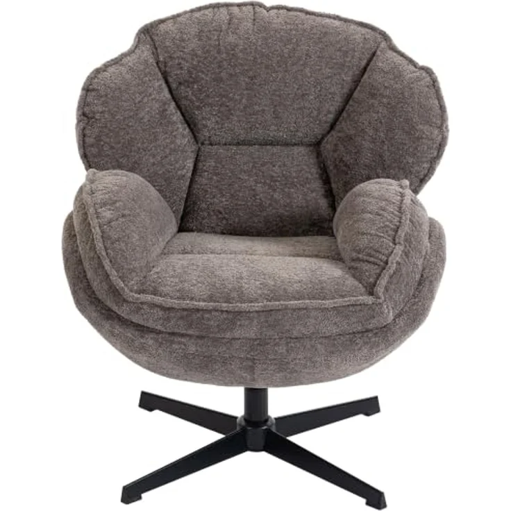 HOMCOM Relaxsessel Polstersessel bequem für Wohnzimmer, Schlafzimmer, Grau (Sessel, 1-St, Loungesessel), Wingback, 360° Drehung, Samt – Bild 1