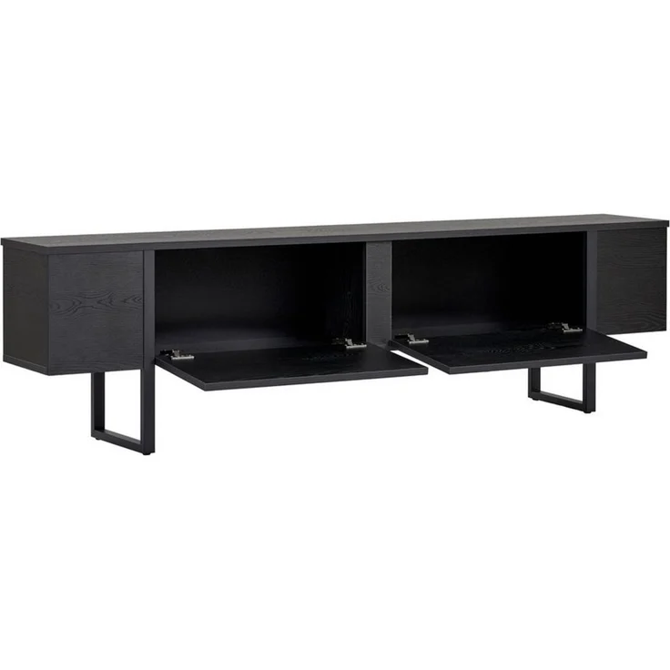 Modern Industrial TV Stand, Black Wood Finish, 180 x 50 x 30 cm | 100% Melamine Coated Particle Board, 18 mm Thickness | Stylish & Functional Design for Living Room & Entertainment Spaces – Bild 4