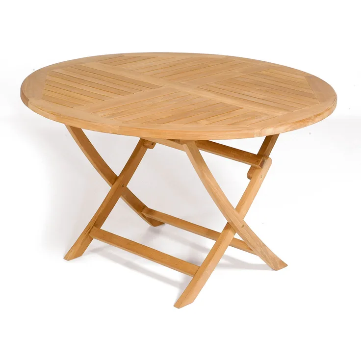 SunnySmart Teakholz-Klapptisch York natur Tisch rund Ø 120 cm Balkontisch