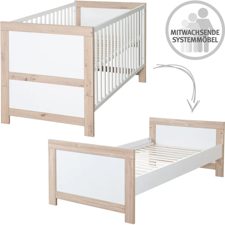 roba Kinderzimmerset 'Malo' - 2-teilig - inkl. Kinderbett 70 x 140 cm & Wickelkommode - Weiß / Natur – Bild 10