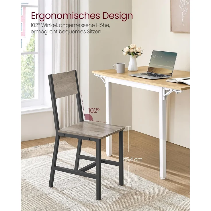 Vasagle Esszimmerstühle, Küchenstühle, 2er Set, Metallrahmen, für Esszimmer, Wohnzimmer, Küche, greige meliert-mattgrau – Bild 5