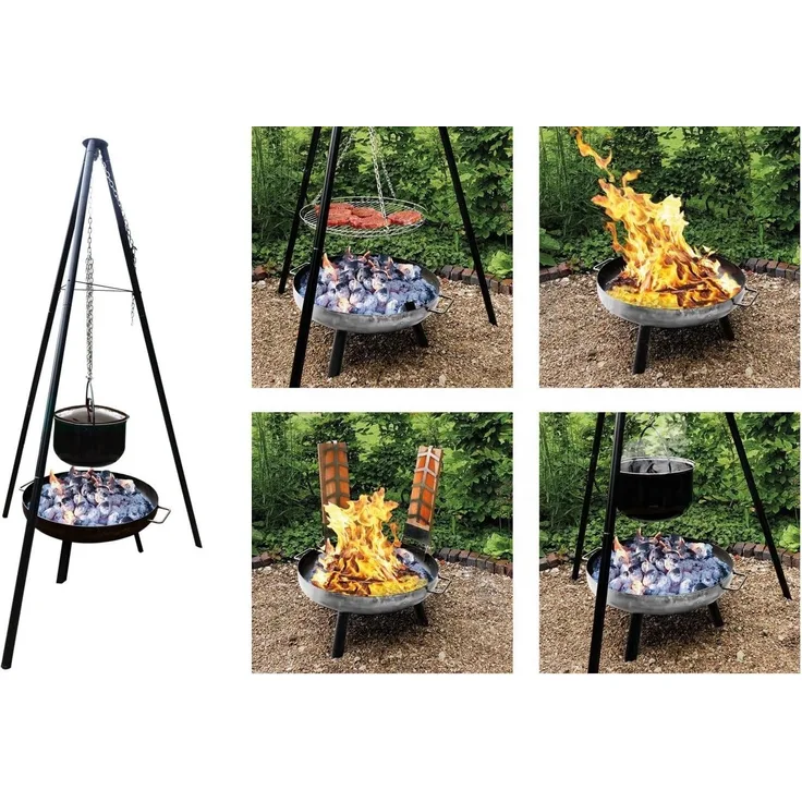 Multi-Grillset Feuerschale Grillrost Kochtopf 15L Fischfilethalter Kesselgulasch
