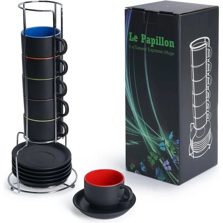 MiaMio Espressotasse Espressotassen Set Le Papillon Kollektion (6 x 75ml) – Bild 1