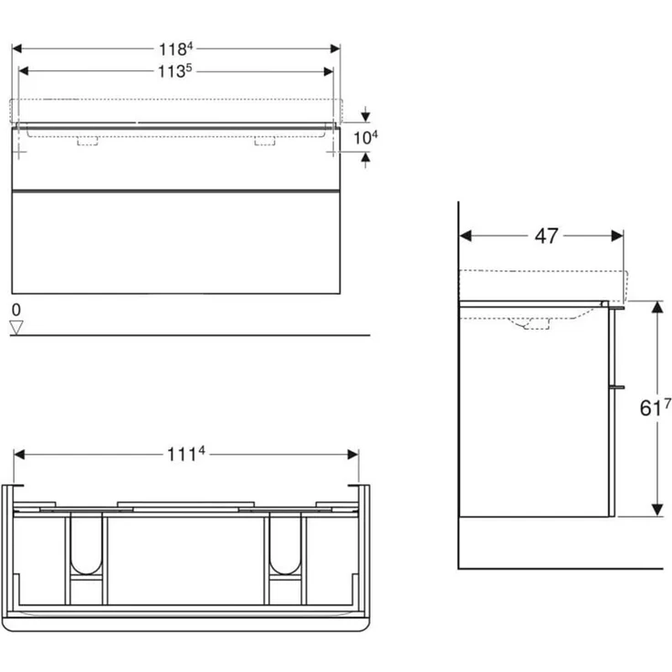 GEBERIT SMYLE SQUARE Waschbeckenunterschrank 118,4 cm breit, Braun dunkel, für Doppelwaschbecken – Bild 2