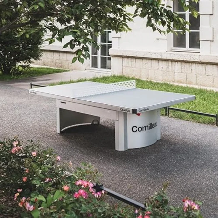 Cornilleau Campus, Outdoor Tischtennisplatte in grau mit blendfreier Melaminharz-Platte, rostfreier Stahlkonstruktion und Stahlnetz, ideal für Schulen und Freizeiteinrichtungen – Bild 2