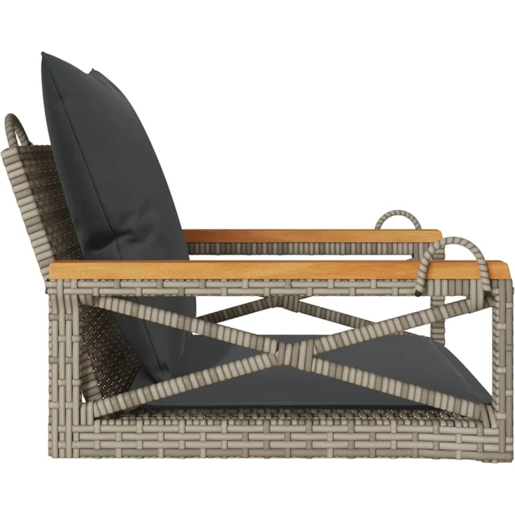 vidaXL Hängesessel mit Kissen Grau 63x62x40 cm Poly Rattan 368174 – Bild 5