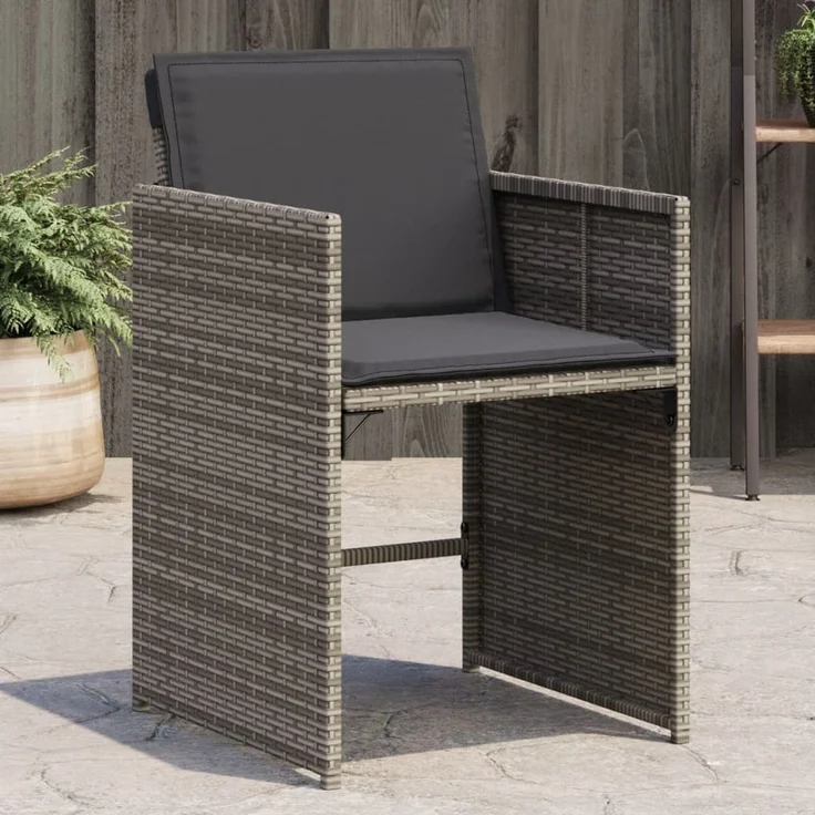 vidaXL Gartenstühle mit Kissen 4 Stk. Grau Poly Rattan 4007457 – Bild 1