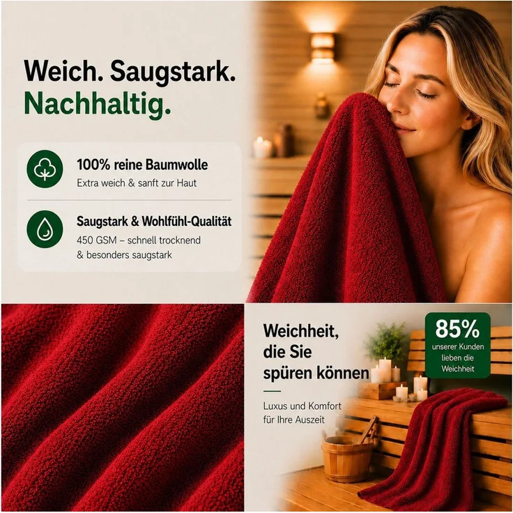 Komfortec Handtuch Set 3er Set 100% Baumwolle, weich & saugfähig, 470g/m², Frottee (3-St) – Bild 3