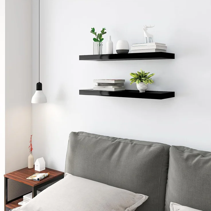 EUGAD Wandregal Wandboard Buchregal Hängeregal DVD CD Regal Holz Board 80cm Schwarz 0325QJ – Bild 2