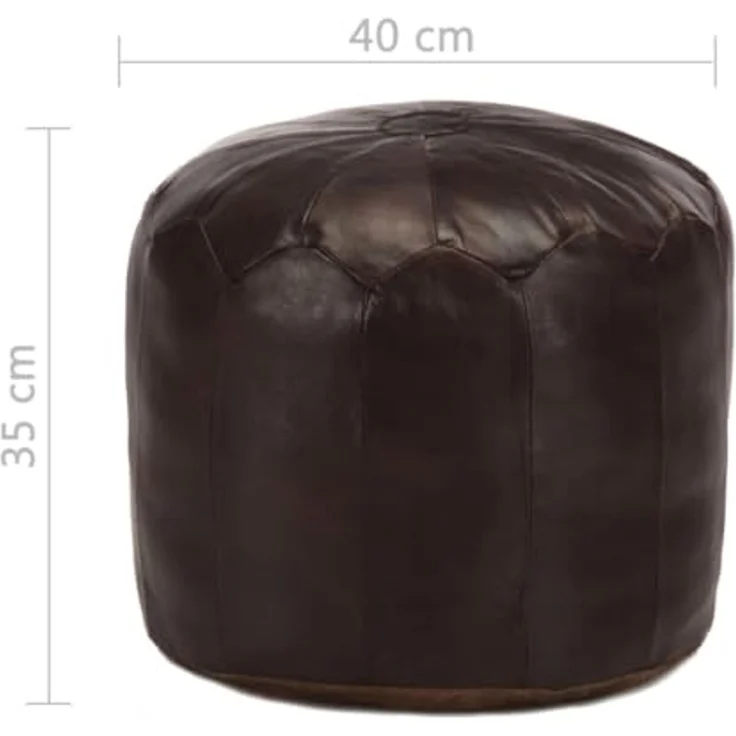 vidaXL Pouf Dunkelbraun 40 x 35 cm Echtes Ziegenleder 248130 – Bild 2