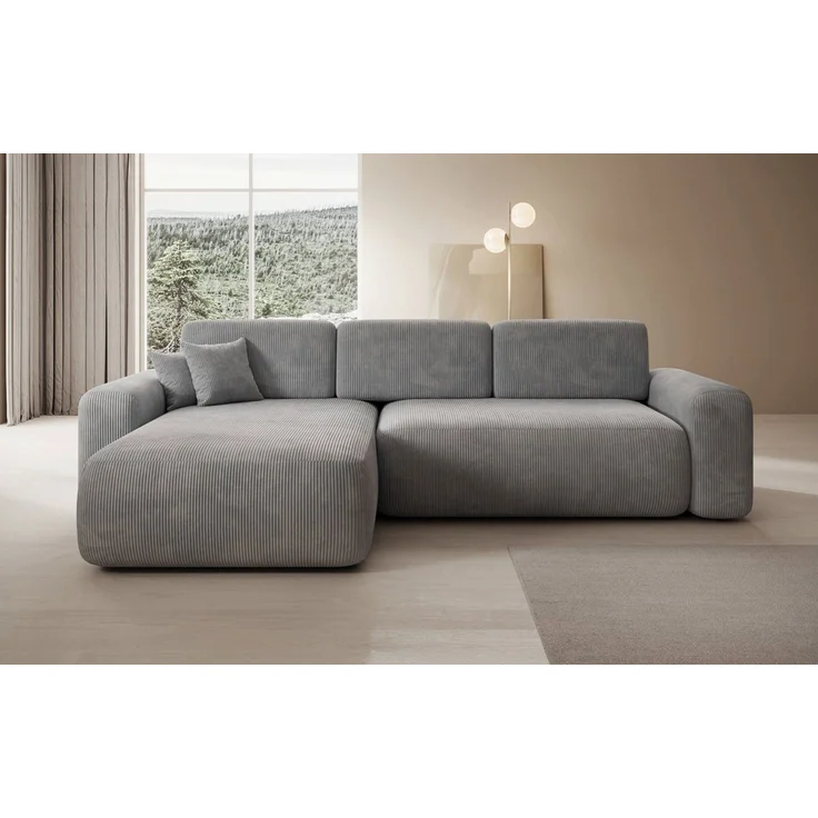 Luxusbetten24 Schlafsofa Designer Ecksofa Lola in Cord, mit Stauraum und Schlaffunktion – Bild 3