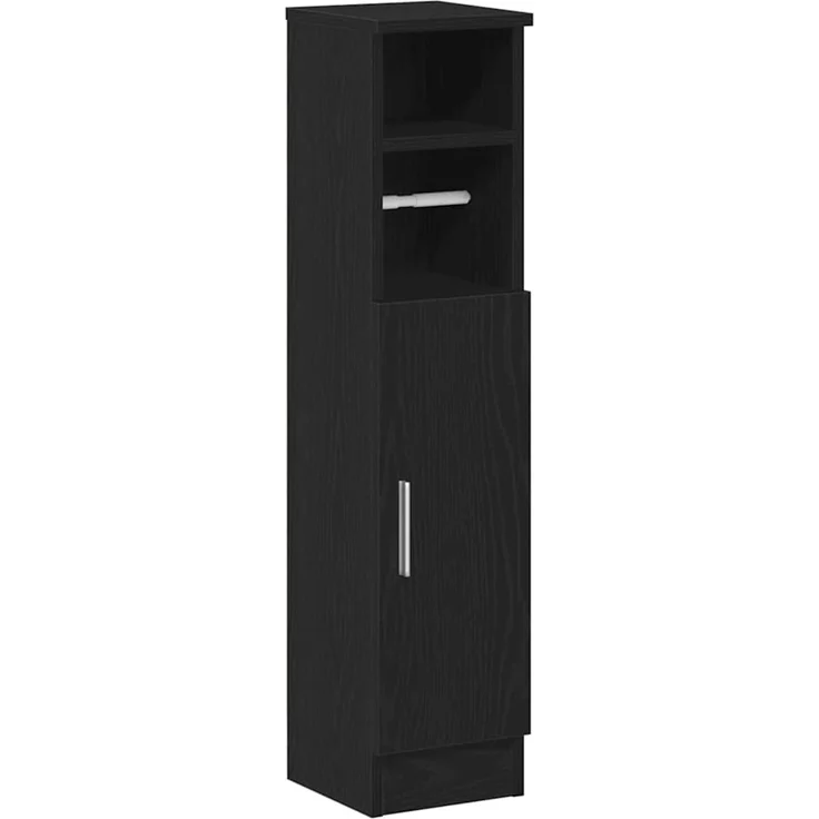 vidaXL Badezimmerschrank mit Rollenhalter Schwarz 20,5x22x90 cm 858498 – Bild 2