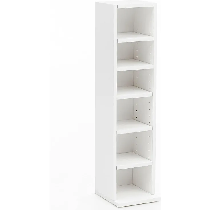 Standregal, Bücherregal mit 6 Fächern, weiß, 21 x 91 x 25,5 cm