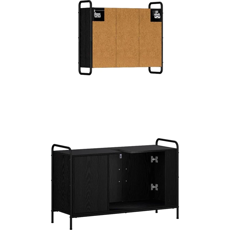 vidaXL Badezimmerschrank-Set 2 stk. Schwarz Eichen-Optik 3444477 – Bild 6