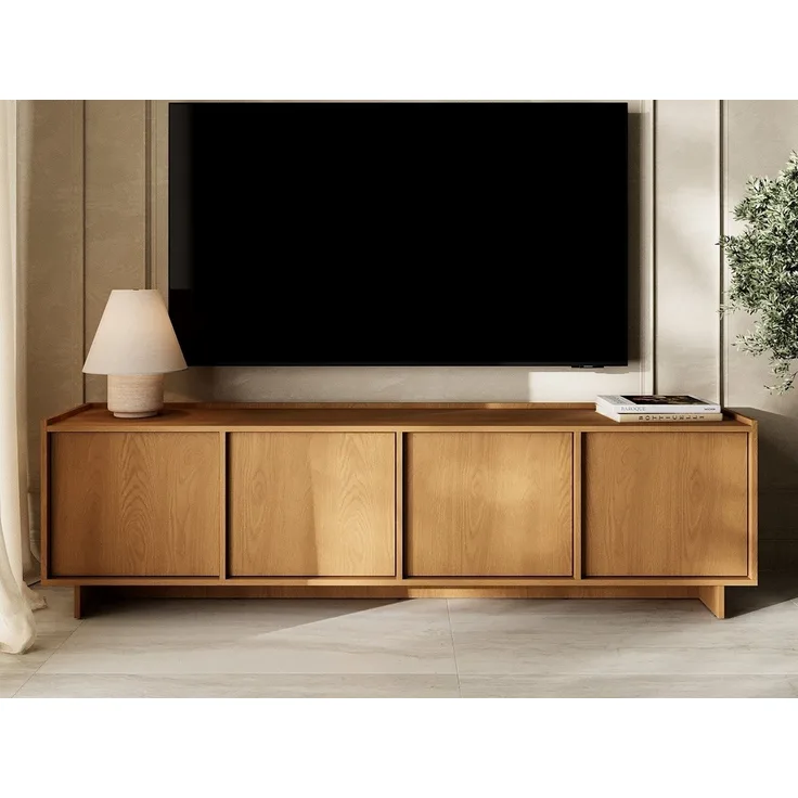 GrainGold TV-Schrank Azumi (Set, TV-Schrank 195 cm, Push-to-open) Breite 195 cm, für das Wohnzimmer, Push-to-open, Karamell-Eiche