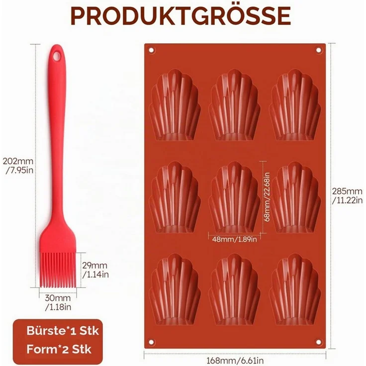 Bundviel Brotbackform 2er Set Silikon Madeleine Backform Bärentatzen Form Kuchen Muschel – Bild 2