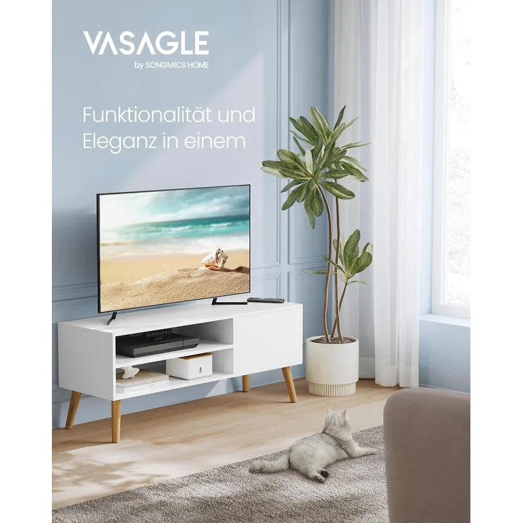 Vasagle TV-Schrank für Fernseher bis zu 55 Zoll, Holz weiß, 120 x 40 x 49 (BxTxH) cm – Bild 3