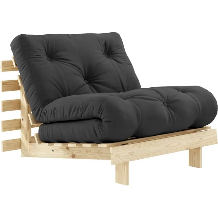 Karup Design Roots Futonsessel Gestell Natur Matratze Dunkelgrau