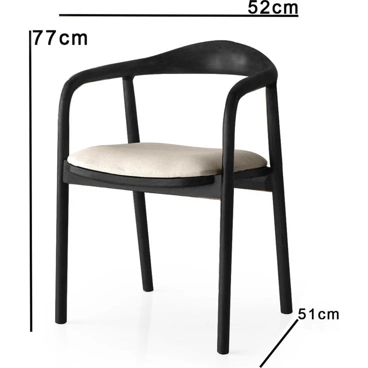 Skye Decor 'PA - 031' Stuhl, Hellgrau / Schwarz, 52 x 77 x 51 cm – Bild 3