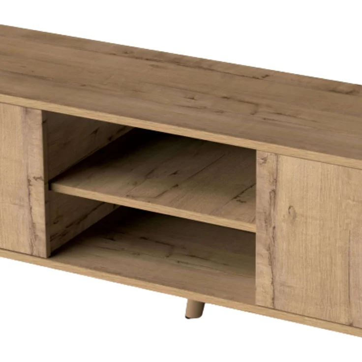 Muebles Pitarch | TV-Schrank mit Beinen, 2 Türen und Regal, industrieller Fernsehschrank, Eiche Gold, 55 x 160 x 40 cm, Wohnzimmermodul, Modern, Modell Oslo – Bild 3