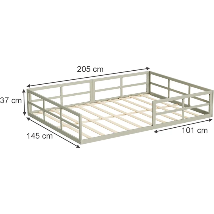 Bodenbett aus Metall Minno Greige 205 x 145 cm ohne Matratze Vitalispa – Bild 2