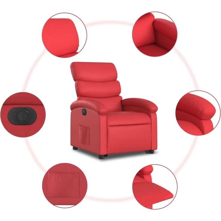 vidaXL Relaxsessel mit Aufstehhilfe Elektrisch Rot Kunstleder 3204059 – Bild 6