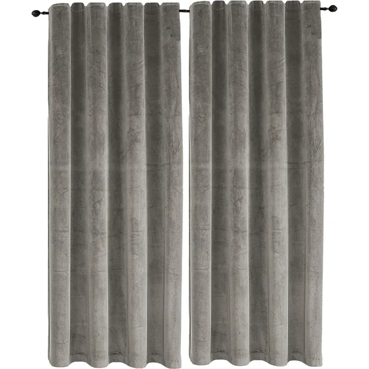 Haus und Deko Gardine Samt Vorhang 2er Set Kräuselband 140x175 cm Verdunkelungsvorhang Samt, Kräuselband (2 St), Polyester