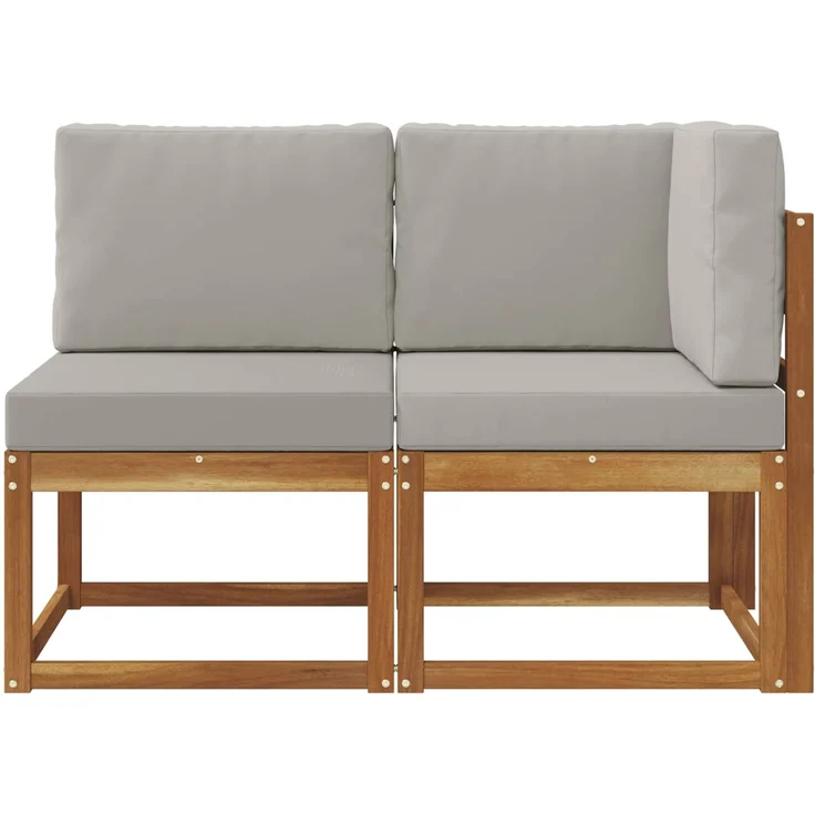 vidaXL Outdoor Mittel- und Ecksofa 2 Stück Natürlich und Hellgrau 900470 – Bild 3