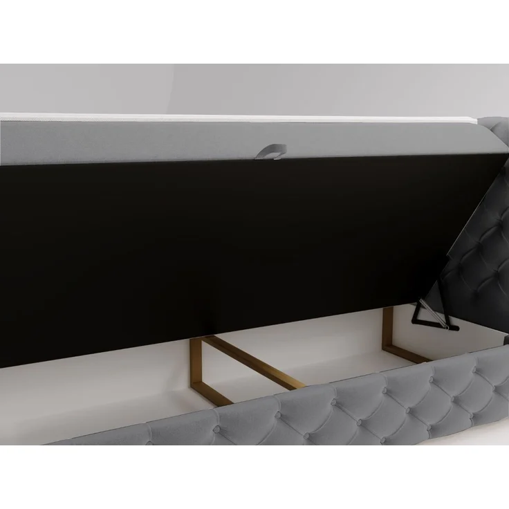 GRAINGOLD Canolo Doppelbett 180x200, Boxspringbett mit zwei Bettkästen, Glamour Stil, Velour-Stoff, Grau – Bild 6