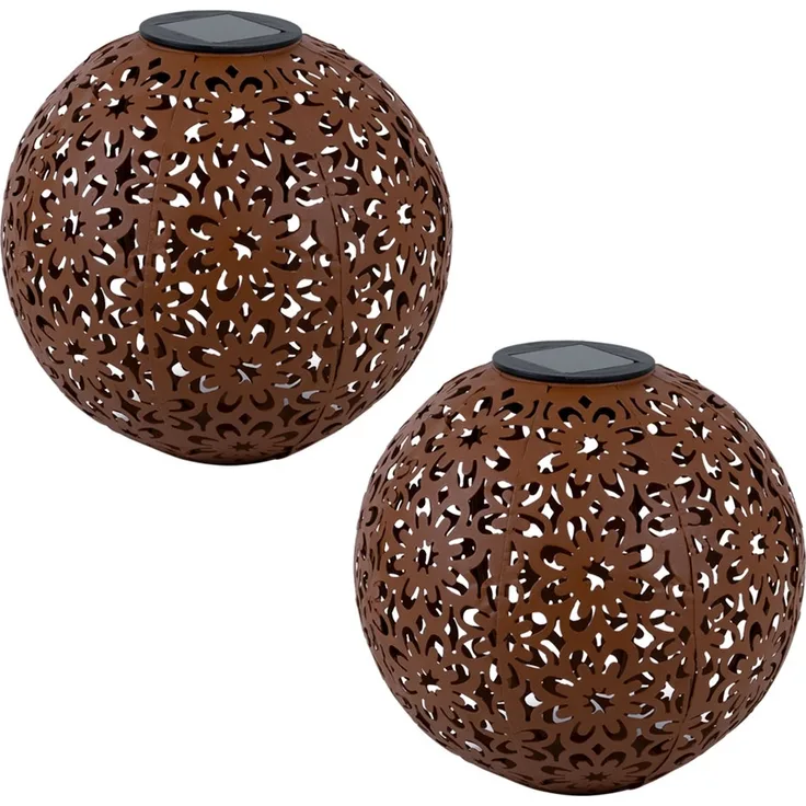 2x LED Solarleuchte, Dekorgeflecht-Kugel, D 20 cm