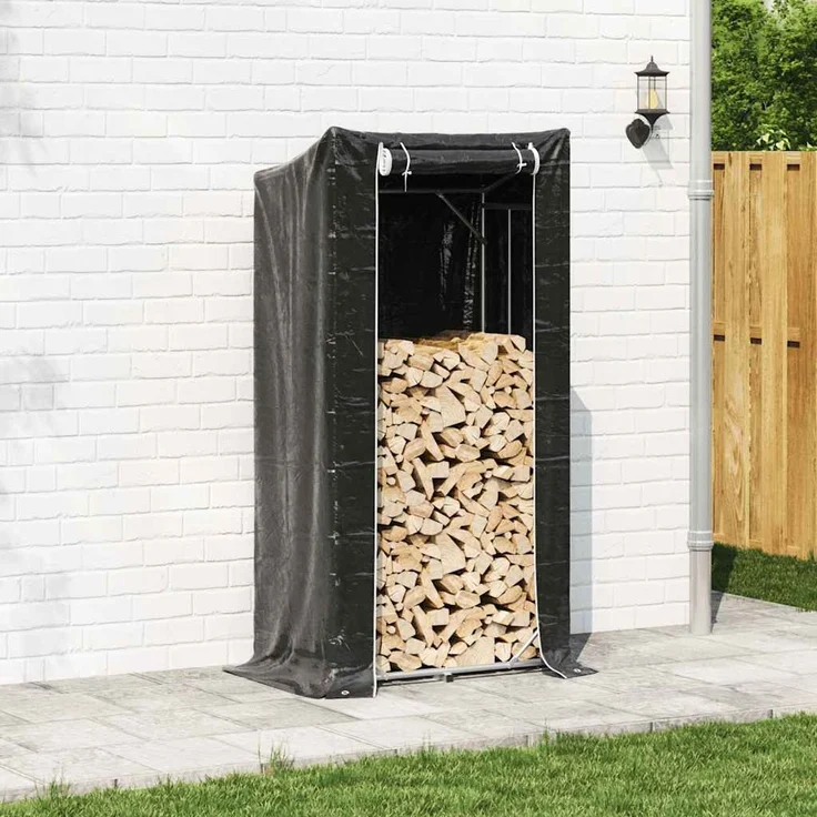 vidaXL Brennholzregal mit Regenschutz 100x60x200 cm Verzinkter Stahl 4104949 – Bild 3
