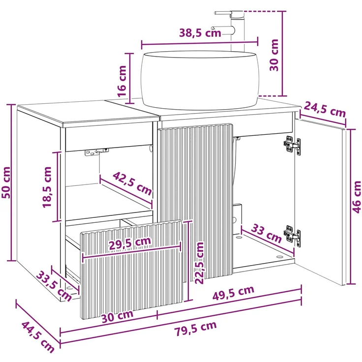 vidaXL Badezimmerschrank-Set 2 stk. Grau Sonoma 79,5 x 44,5 x 80 cm 3404100 – Bild 10