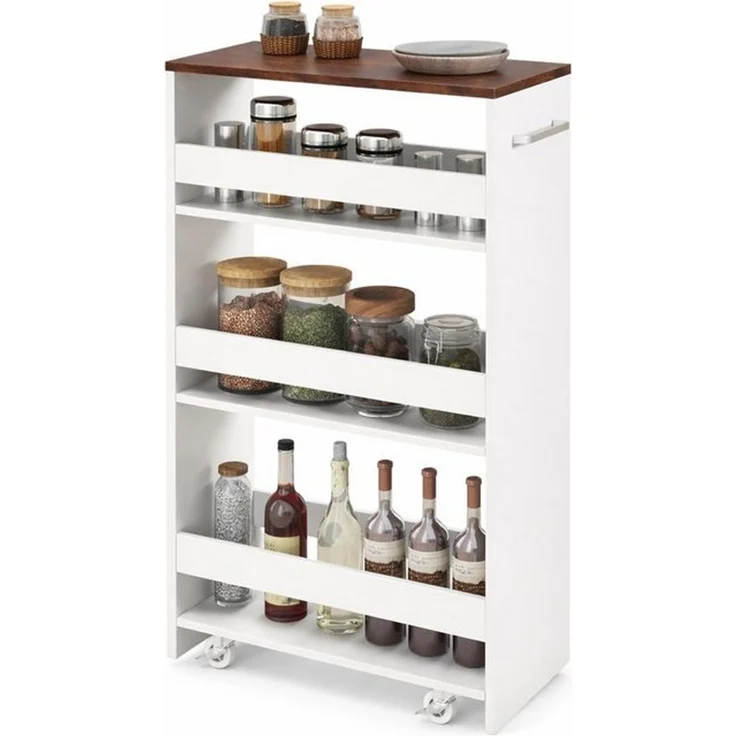 COSTWAY Küchenwagen, schmal, Nischenwagen 4 Ebenen, auf Rollen, 25cm – Bild 1