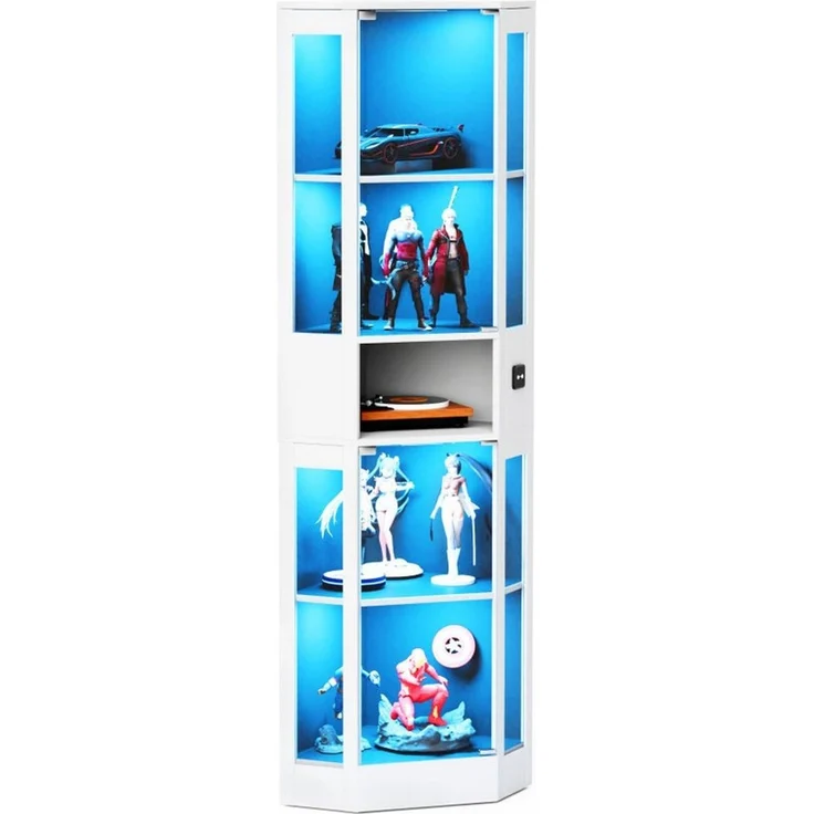 BBWL Vitrine LED 5 Ebenen mit Sensor Beleuchtung Vitrinenschrank Glastüren Glasvitrine 57x40x165cm modern, Stauraum – Bild 2