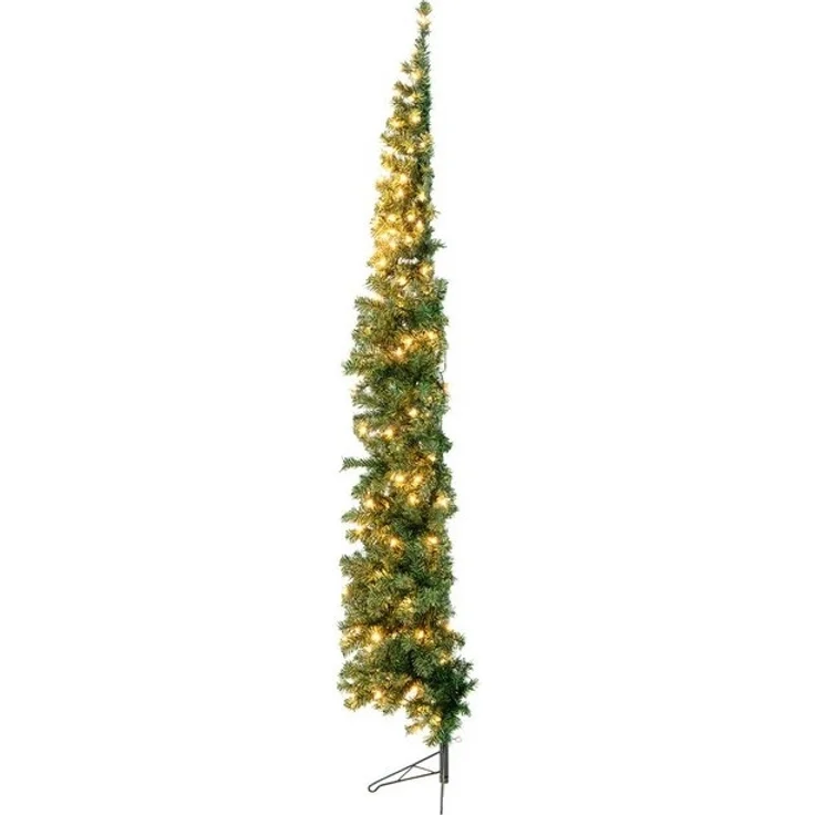 COSTWAY Künstlicher Weihnachtsbaum, 210cm halb, 450 PVC Spitzen, 150 LEDs – Bild 4